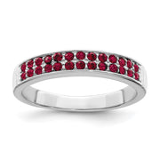 Sterling Silver Rhodium-plated Polished Red Crystal Ring