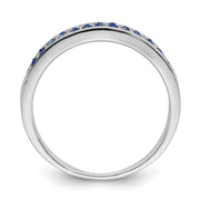 Sterling Silver Rhodium-plated Polished Blue Crystal Ring