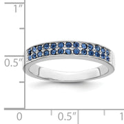 Sterling Silver Rhodium-plated Polished Blue Crystal Ring