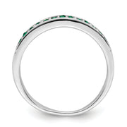 Sterling Silver Rhodium-plated Polished Green Crystal Ring