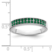 Sterling Silver Rhodium-plated Polished Green Crystal Ring