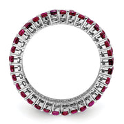 Sterling Silver Rhodium-plated Polished Pink & White CZ 3 Ring Set