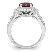 Sterling Silver Rhodium plated Smoky Pink & White CZ Ring