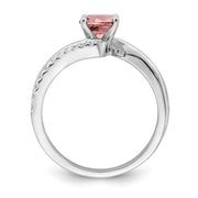 Sterling Silver Rhodium-plated Pink CZ Ring