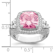Sterling Silver Rhodium plated White and Pink CZ Ring