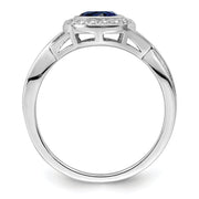 Sterling Silver Rhodium-plated CZ and Glass Stone Ring