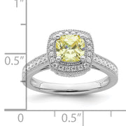 Sterling Silver Rhodium plated White and Yellow CZ Ring