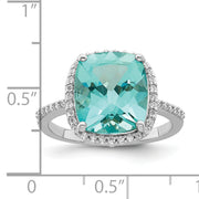 Sterling Silver Rhodium-plated Light Blue Crystal CZ Halo Ring
