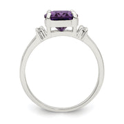 Sterling Silver Purple/Clear CZ Ring