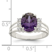 Sterling Silver Purple/Clear CZ Ring