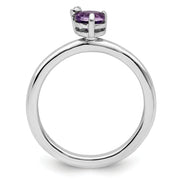 Sterling Silver Rhodium-plated Polished Amethyst & White Topaz Ring