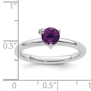 Sterling Silver Rhodium-plated Polished Amethyst & White Topaz Ring