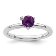 Sterling Silver Rhodium-plated Polished Amethyst & White Topaz Ring