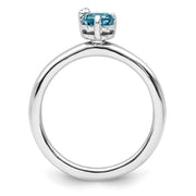 Sterling Silver Rhodium-plated Polished LS Blue Topaz & White Topaz Ring