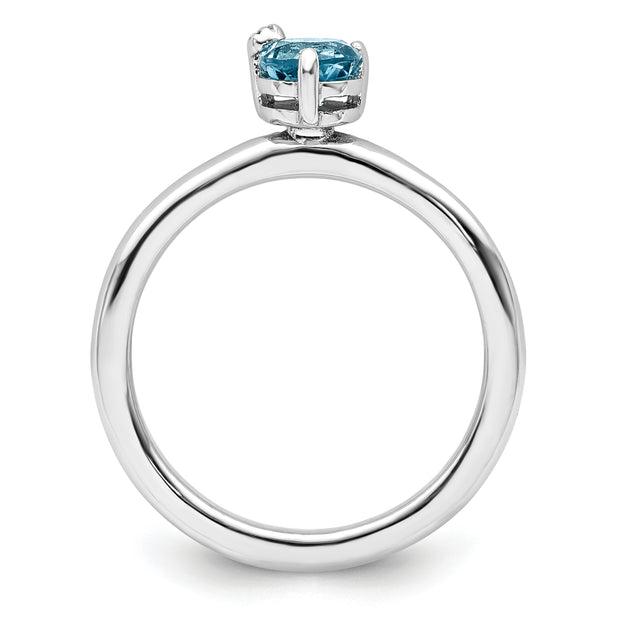 Sterling Silver Rhodium-plated Polished LS Blue Topaz & White Topaz Ring