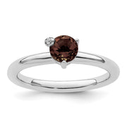 Sterling Silver Rhodium-plated Polished Smoky Quartz & White Topaz Ring