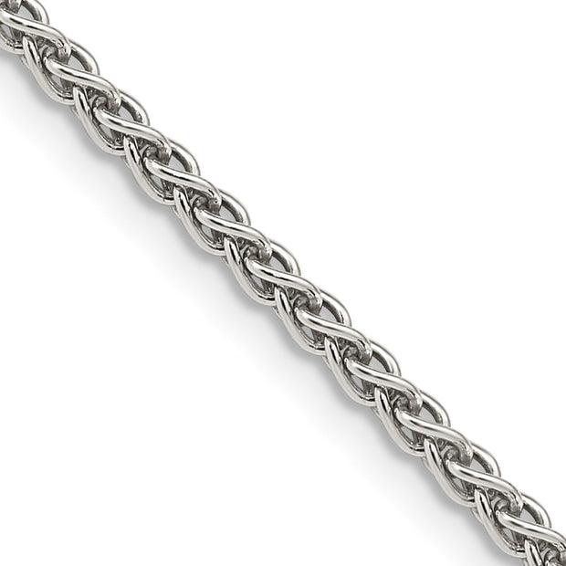Sterling Silver Rhodium-plated 2.5mm Round Spiga Chain