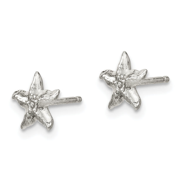 Sterling Silver Textured Starfish Children's Necklace & Post Earrings Set