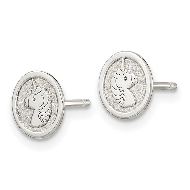 Sterling Silver Unicorn Children's Necklace & Post Earrings Set