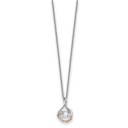 Sterling Silver Rhodium Rose-Tone Vibrant CZ Warm Embrace 18in Necklace