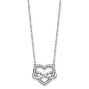 Sterling Silver Rhodium-plated CZ Friends are Forever Heart 18in Necklace