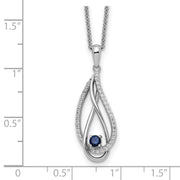 Sterling Silver RH-plated Sep CZ Always in Heart Birthstone 18in Necklace