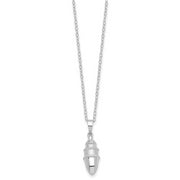 Sterling Silver Rhodium-plated Beaded Bulb Shaped Ash Holder 18in Necklace