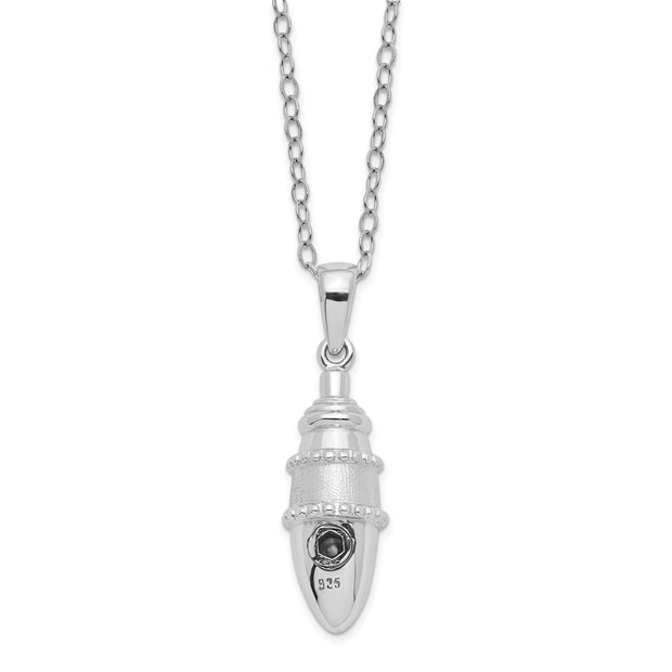 Sterling Silver Rhodium-plated Beaded Bulb Shaped Ash Holder 18in Necklace
