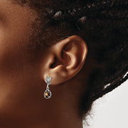 Sterling Silver Antiqued w/14k Leaf 1.05SQ Dangle Post Earrings