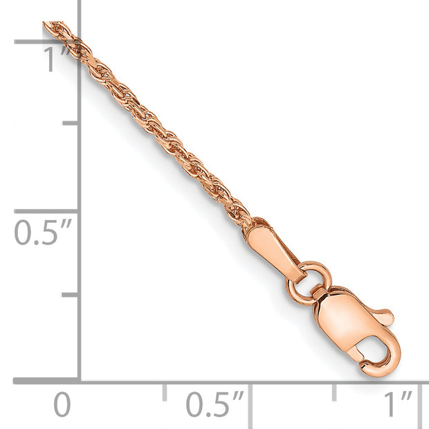 14k Rose Gold 1.5mm D/C Machine-made Rope Chain