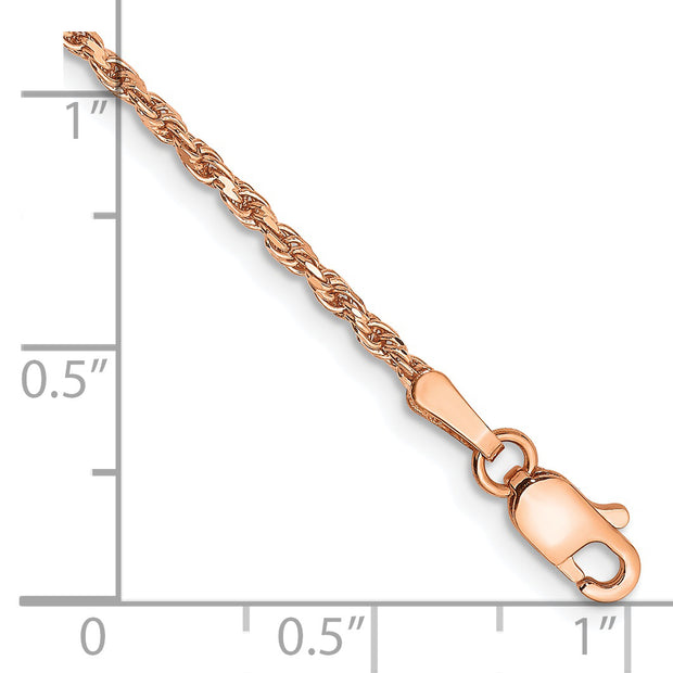 14k Rose Gold 1.8mm D/C Machine-made Rope Chain