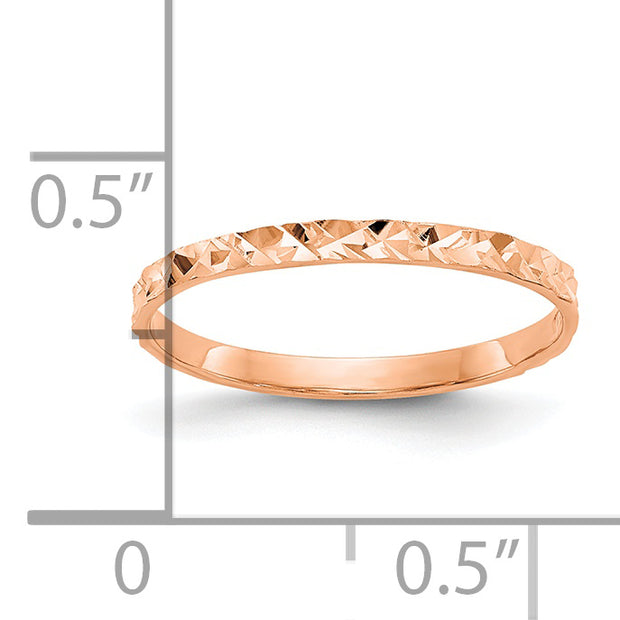 14K Rose Gold Diamond-cut Design Band Childs Ring