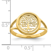 14k Polished Tree of Life in Circle Ring