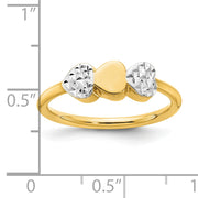 14K & White Rhodium D/C Hearts Ring