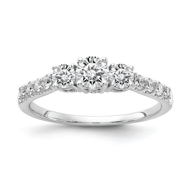 14K White Gold Lab Grown Dia VS/SI FGH 3-Stone Comp Eng Ring