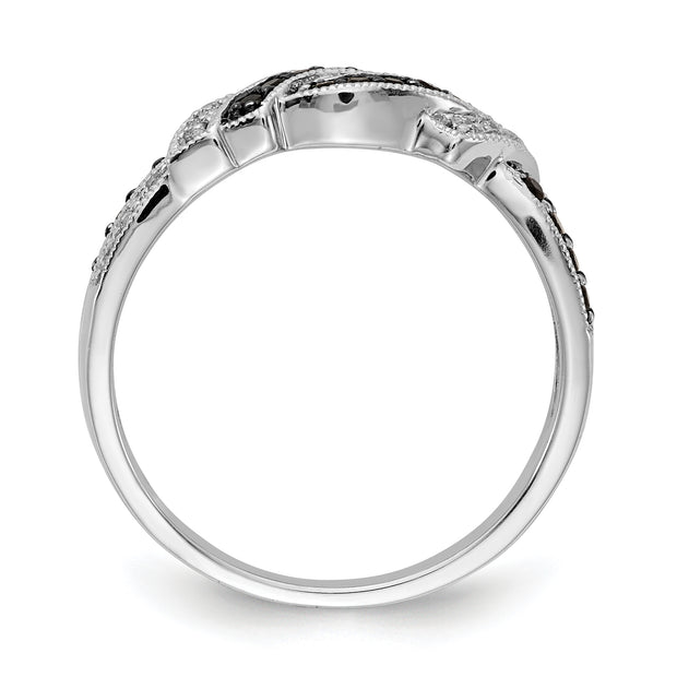 14k White Gold w/Black Rhodium White and Black Diamond Ring