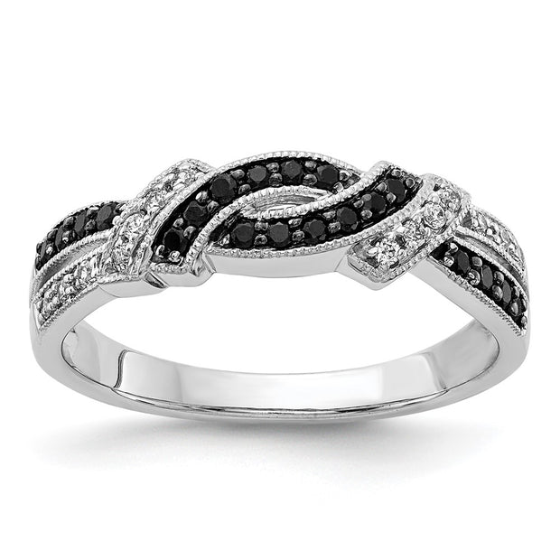 14k White Gold w/Black Rhodium White and Black Diamond Ring