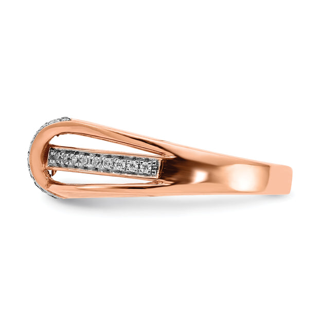 14k Rose Gold White and Champagne Diamond Ring