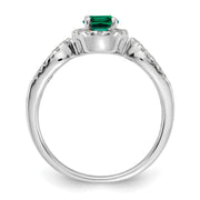 10K White Gold Lab Grown VS/SI FGH Dia and Oval Created Emerald Ring