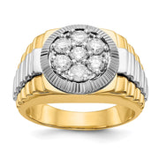 10ktt Ridged-Sides 1ct Mens Lab Grown Diamond VS/SI FGH Ring