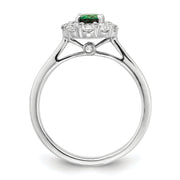 14K White Gold Lab Grown VS/SI FGH Dia & Cr. Oval Emerald Fashion Ring