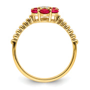 14k Ruby and Diamond Floral Ring