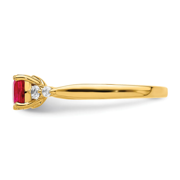 14k Gold Polished Ruby and Diamond Ring
