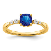 14k Gold Polished Sapphire and Diamond Ring
