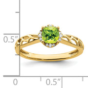 14k Gold Polished Peridot and Diamond Ring