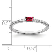 14k White Gold Polished Ruby and Diamond Ring