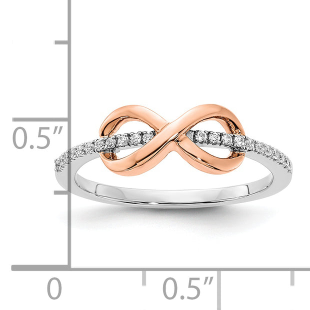 14k Two-tone White & Rose Polished Infinity Diamond Ring