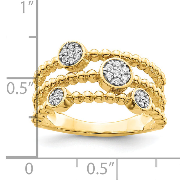 14k Polished Pave Circles Multi-band Diamond Ring