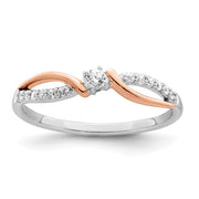14k Two-tone White & Rose Polished Fancy Diamond Ring