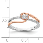 14k Two-tone White & Rose Polished Fancy ByPass Diamond Ring